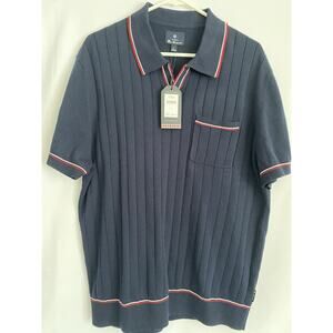 The Original Ben Sherman Open Neck Polo Blue & red T Shirt Men’s‎ Size Large NWT